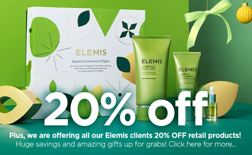 We are offering all our Elemis clients 20% OFF retail products